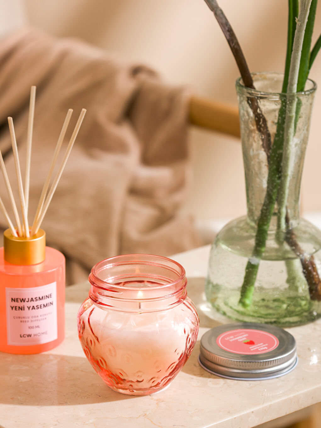 Karışık Çilek Kokulu Bardak Mum