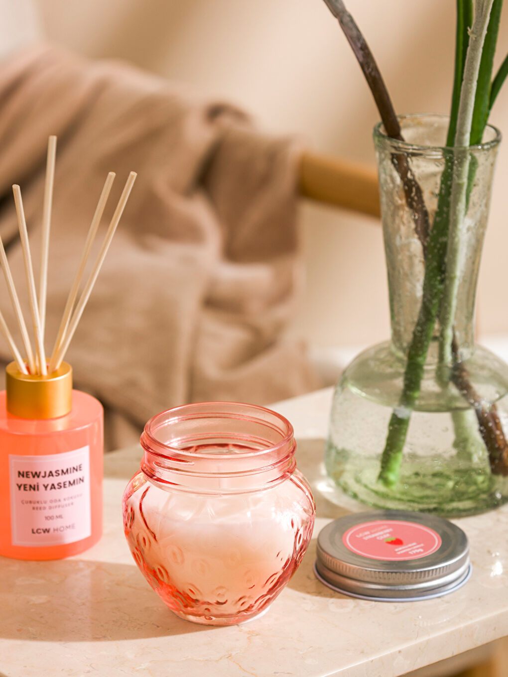 Karışık Çilek Kokulu Bardak Mum-1