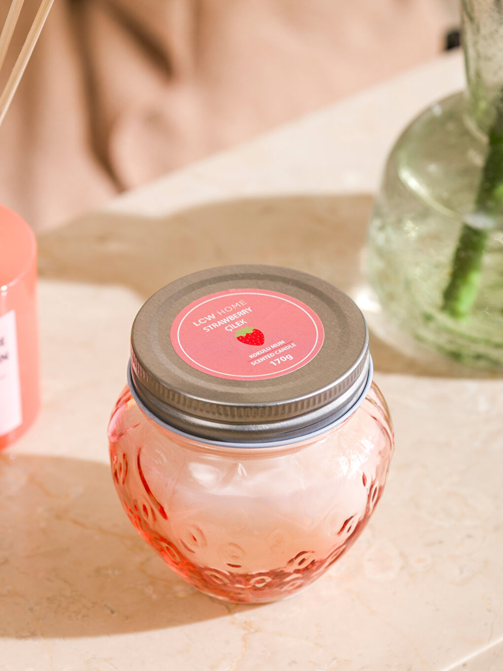 Karışık Çilek Kokulu Bardak Mum-2