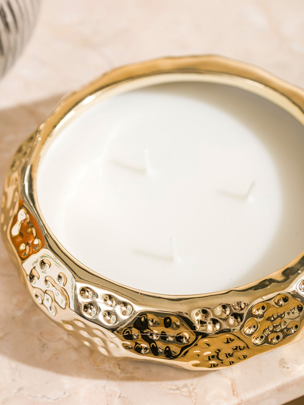 Sarı Metal Mumluk 15 cm-2