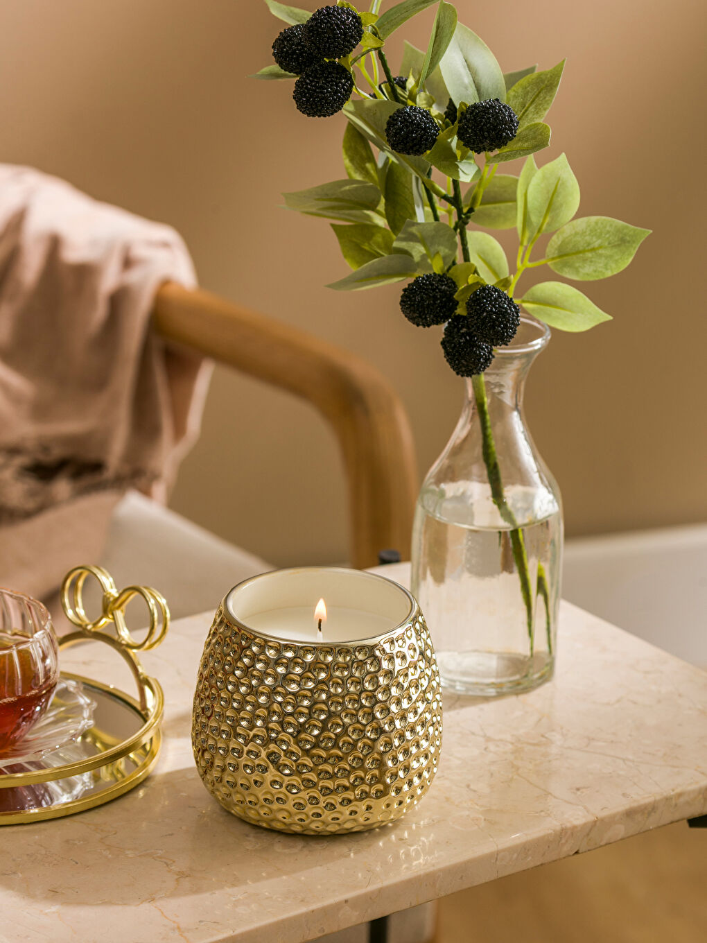 Renksiz Dekoratif Bardak mum