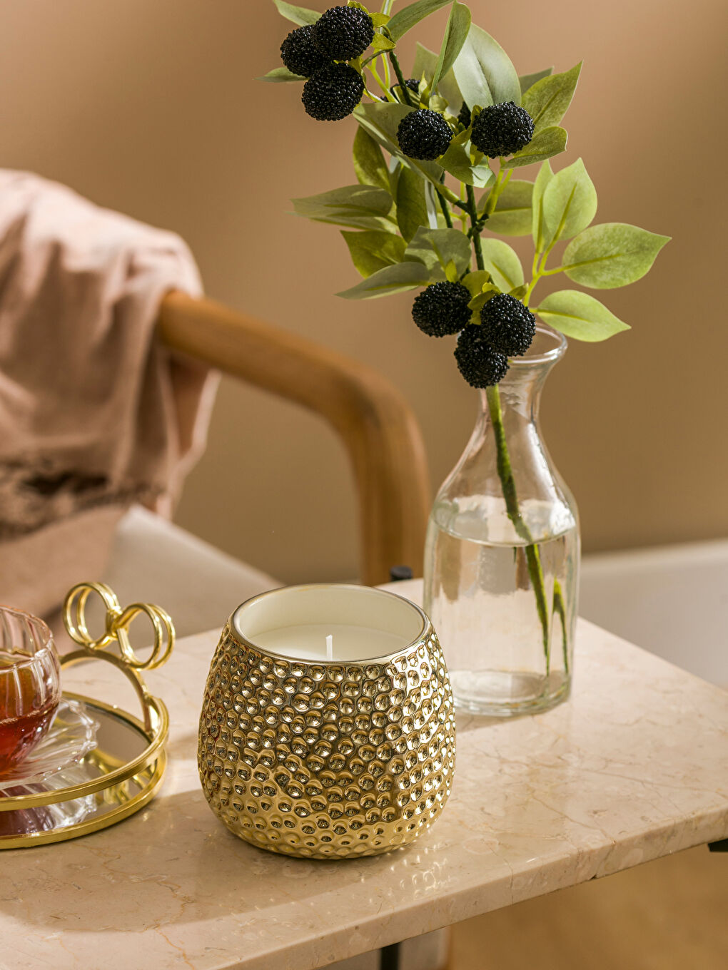 Renksiz Dekoratif Bardak mum-1