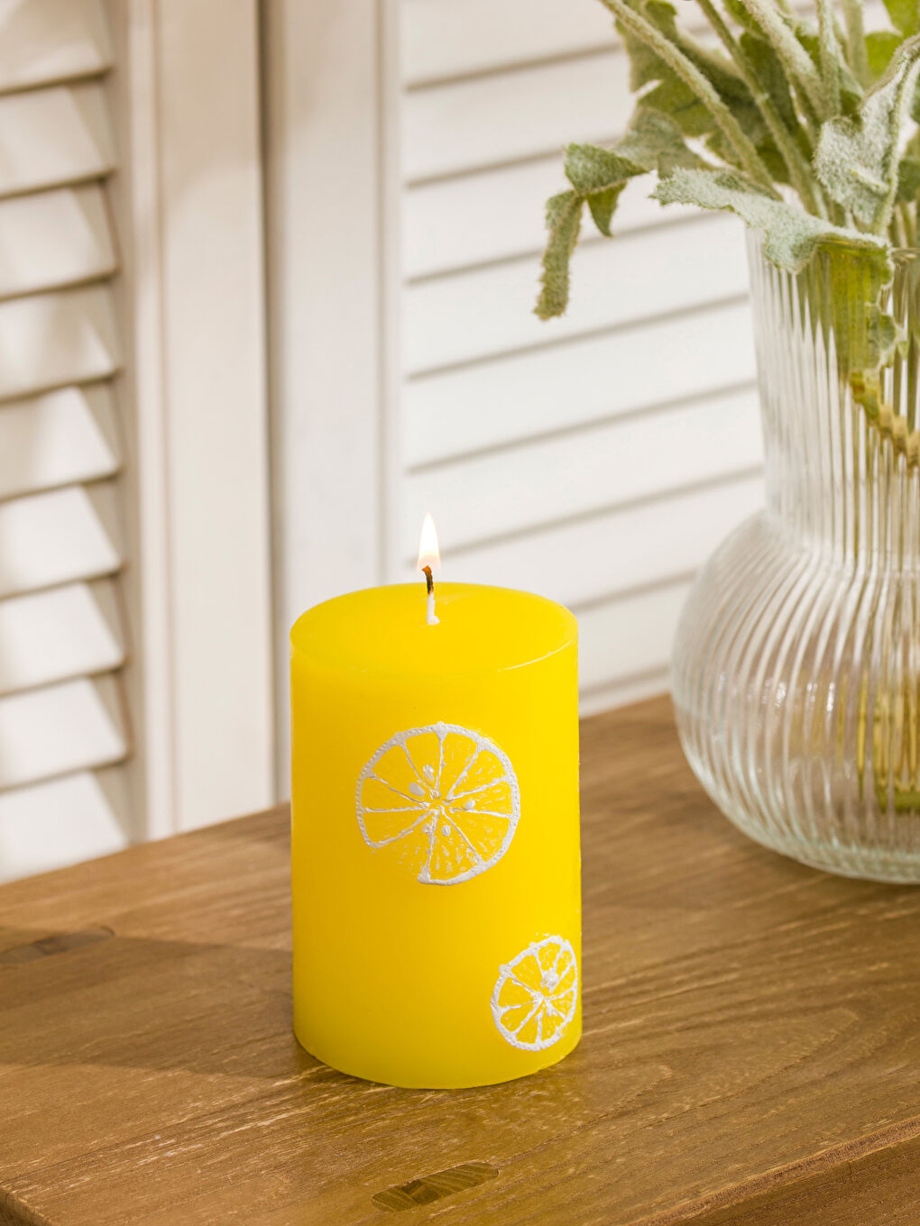 Lemon Print Candle, 10 cm
