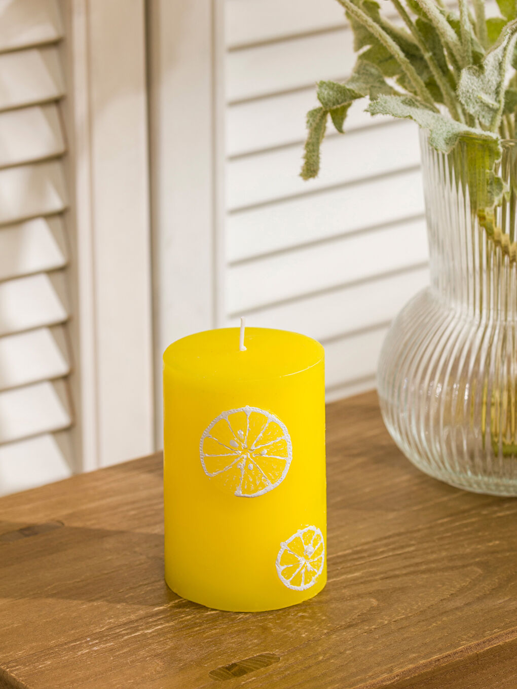 Lemon Print Candle, 10 cm-1