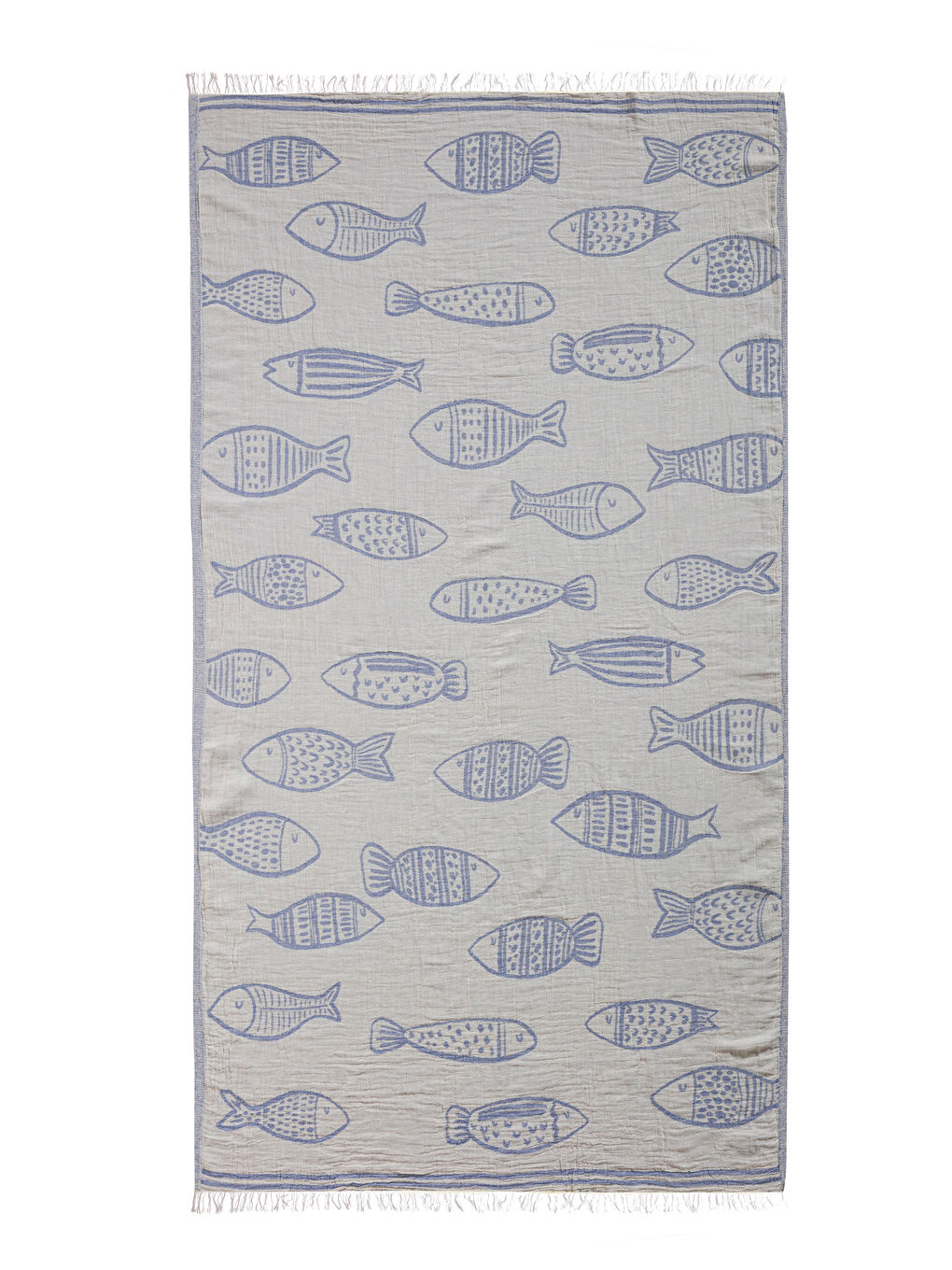 İndigo Balık Baskılı Plaj Havlusu 90x165 cm-3