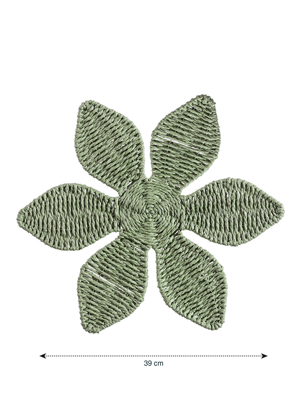 Haki Çiçek Desenli Hasır Supla 37 cm-4