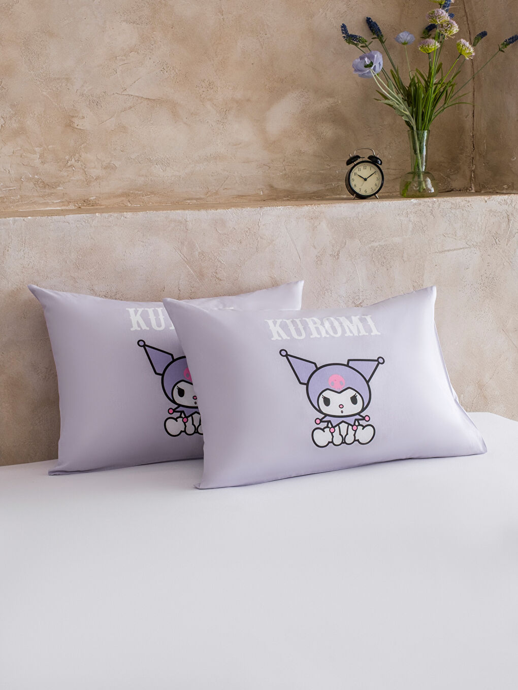 Mor Hello Kitty Baskılı Yastık Kılıfı 2'li 50x70 Cm	