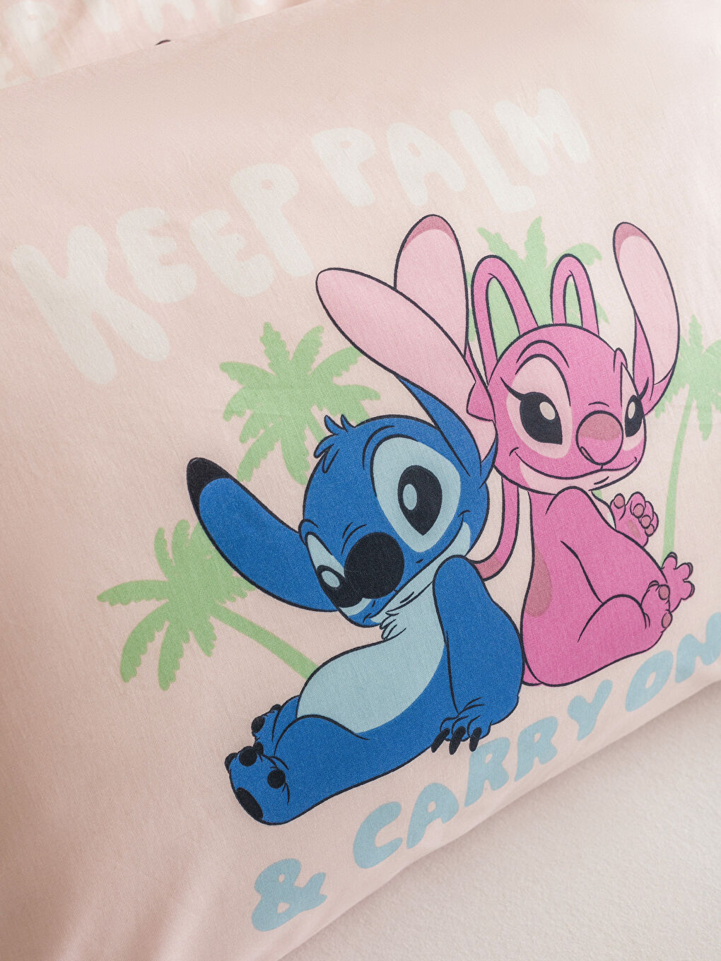 Pembe Lilo ve Stitch Baskılı Yastık Kılıfı 2'li 50x70 cm-2