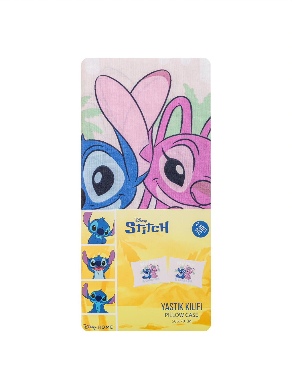Pembe Lilo ve Stitch Baskılı Yastık Kılıfı 2'li 50x70 cm-3