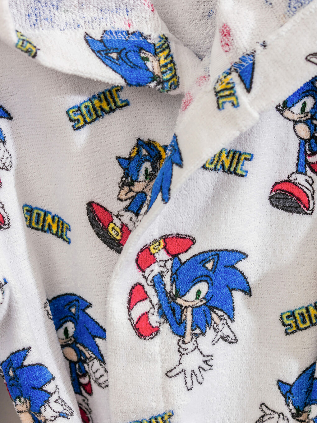 Beyaz Sonic Baskılı Kız Çocuk Bornoz-2
