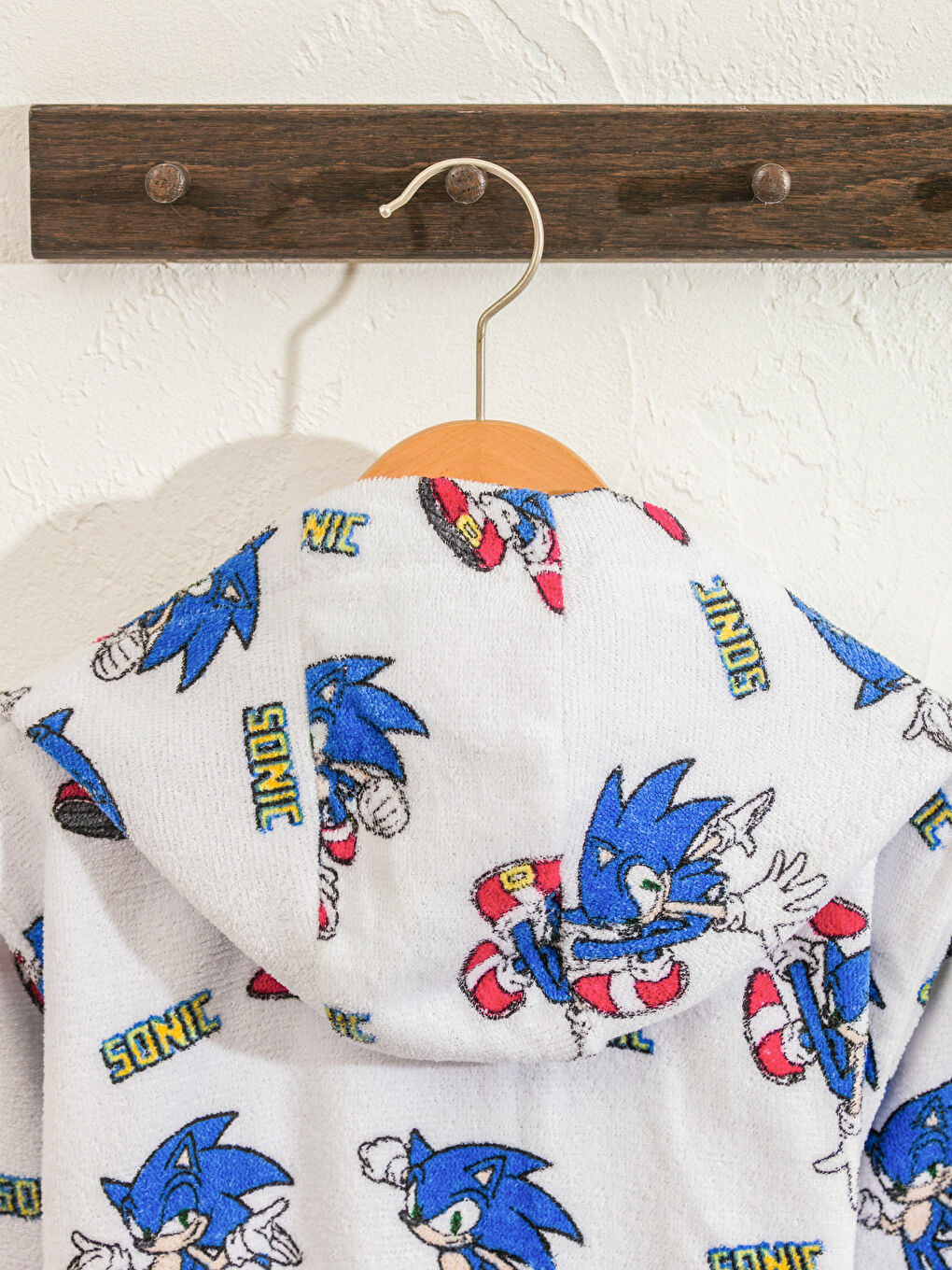 Beyaz Sonic Baskılı Kız Çocuk Bornoz-3