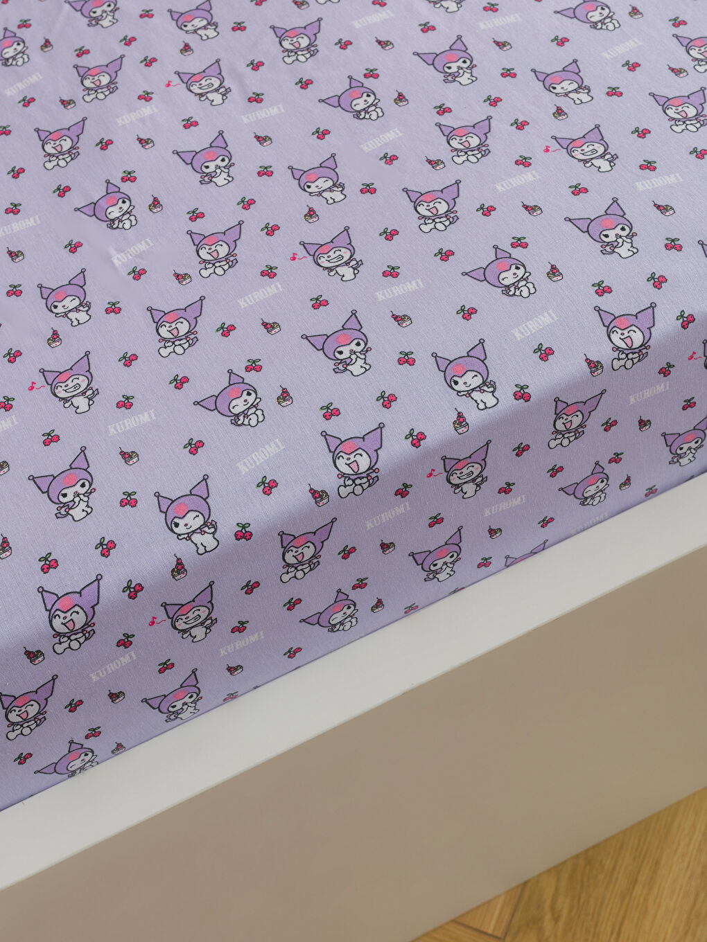 Mor Kuromi Baskılı Tek Kişilik Lastikli Çarşaf-1
