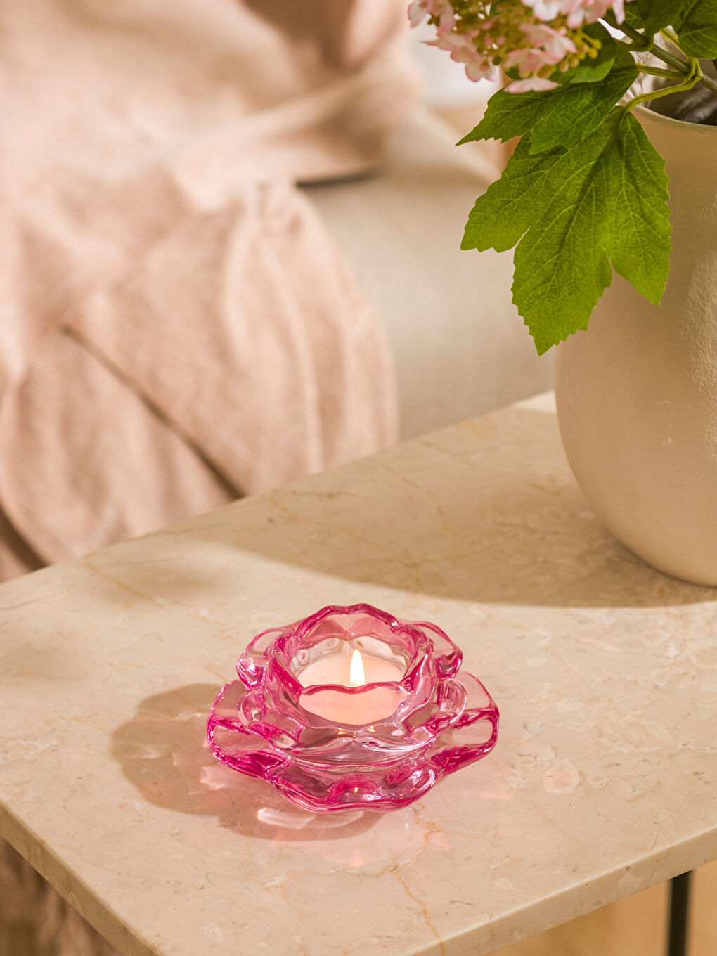 Glass Candle Holder, 10 cm