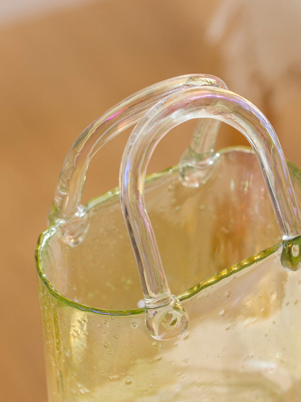 Renksiz Çanta Figürlü Cam Vazo-2