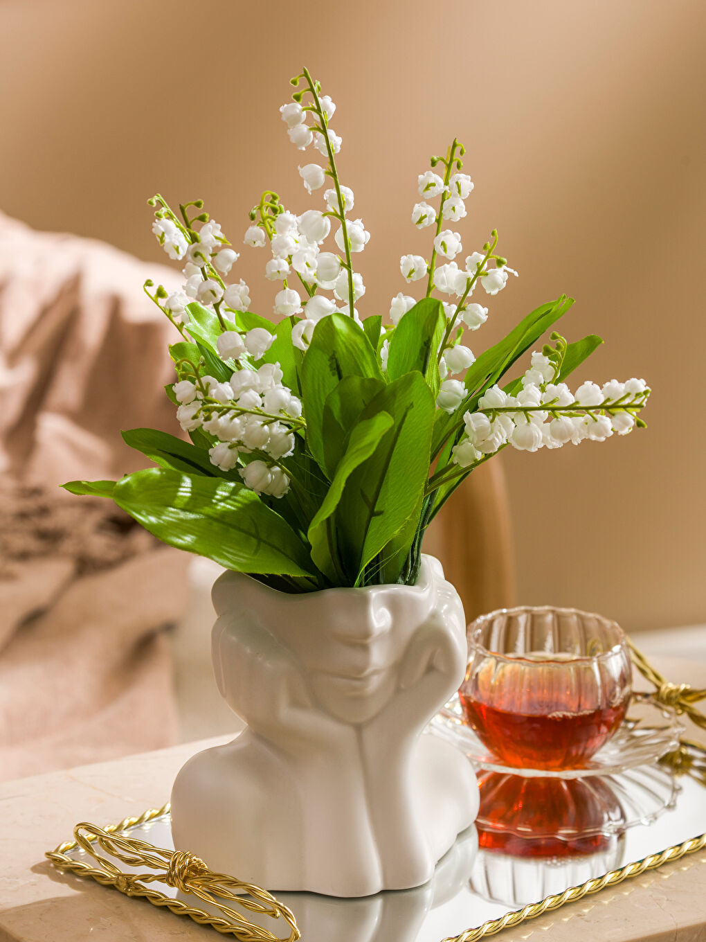 Face Printed Ceramic Vase 13 cm