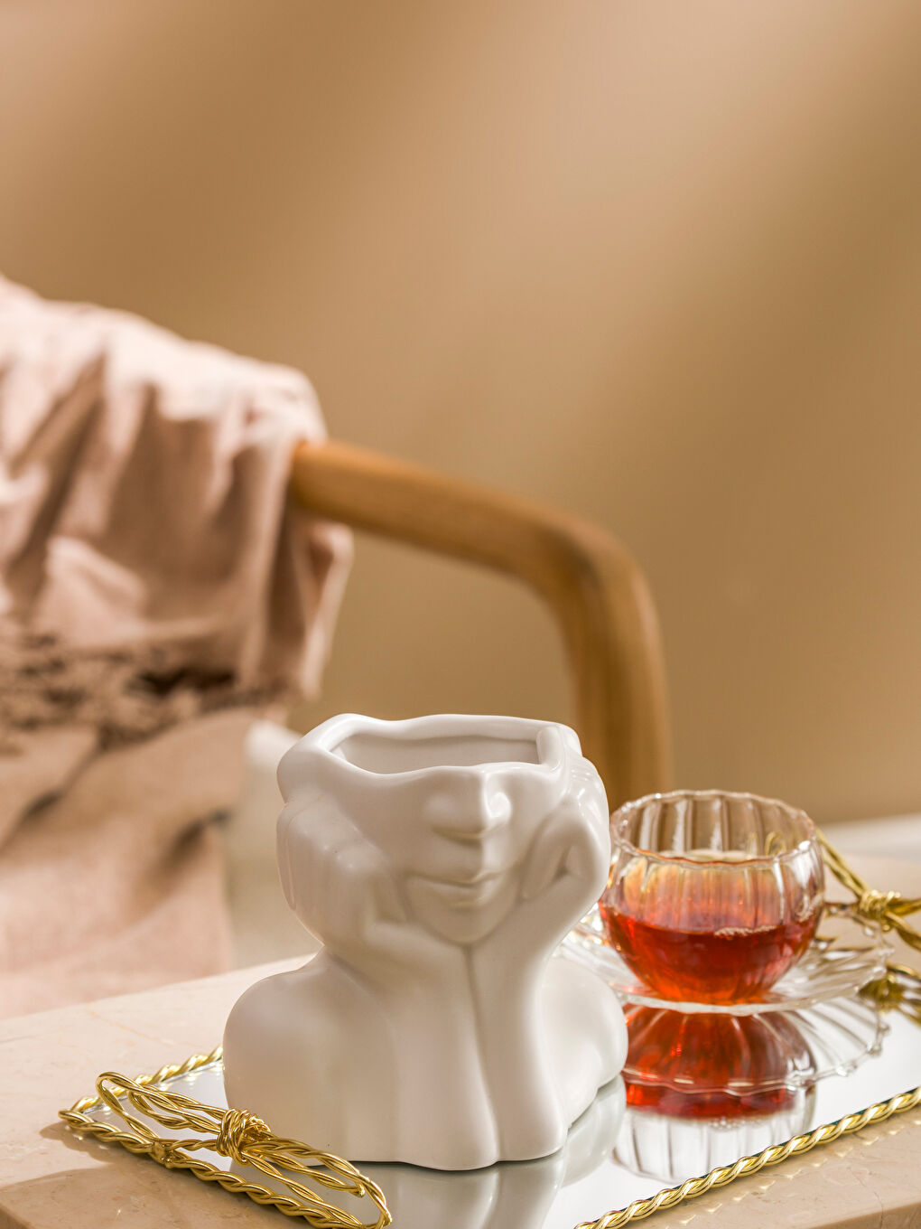 Face Printed Ceramic Vase 13 cm-1