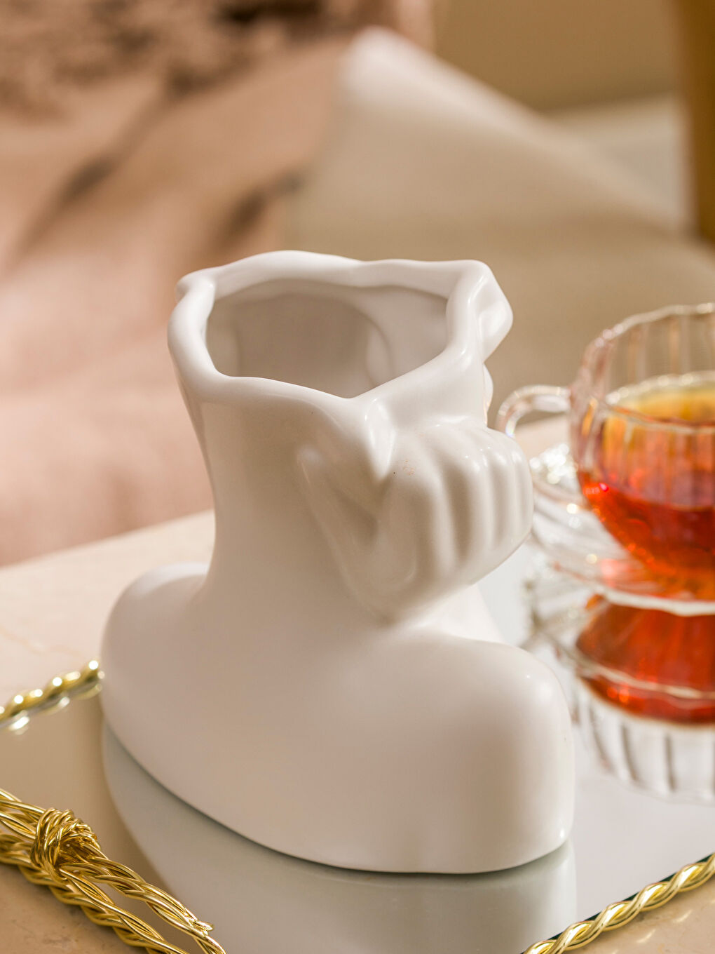 Face Printed Ceramic Vase 13 cm-2