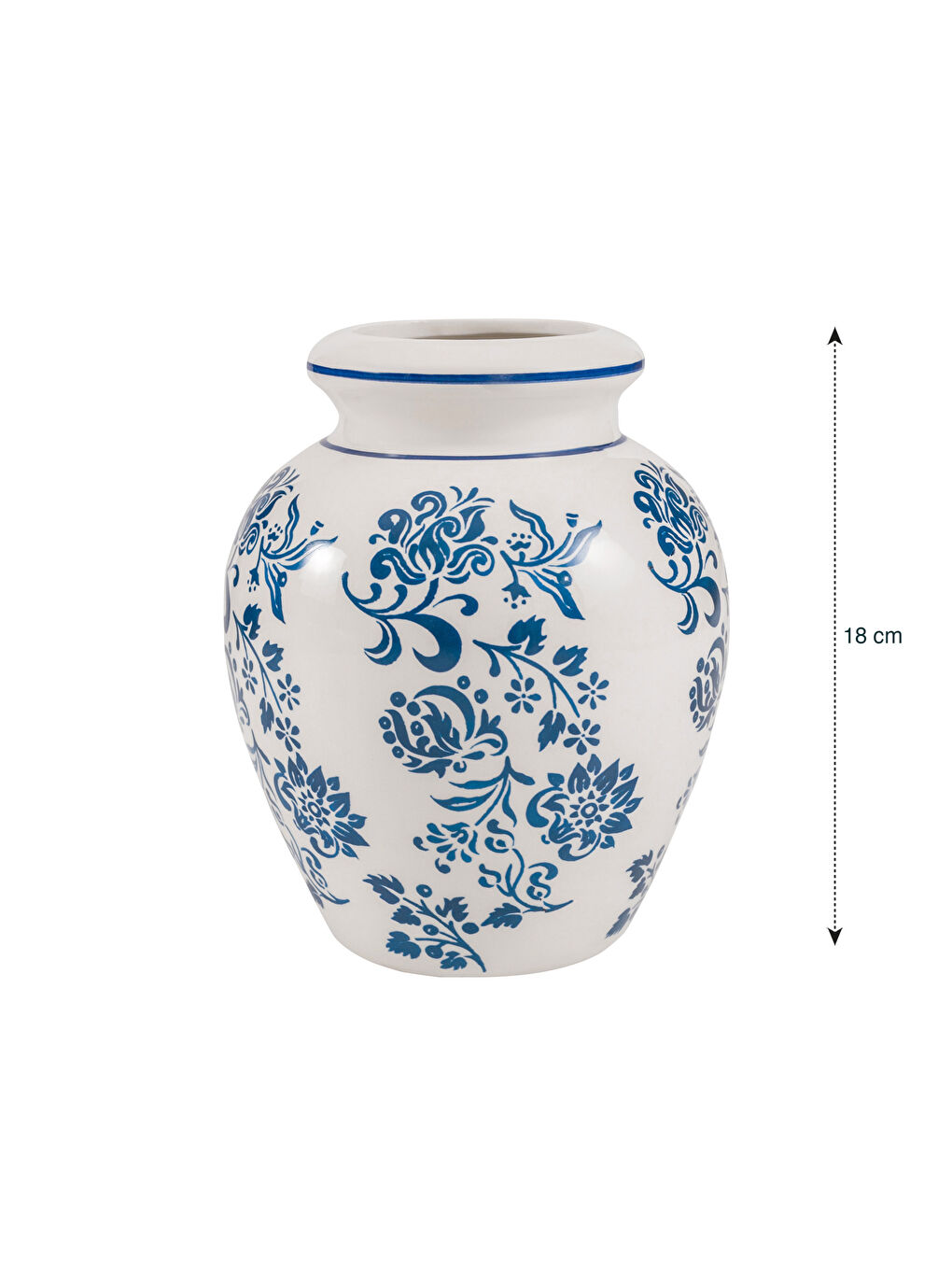 Mavi Desenli Seramik Vazo 18 cm-3