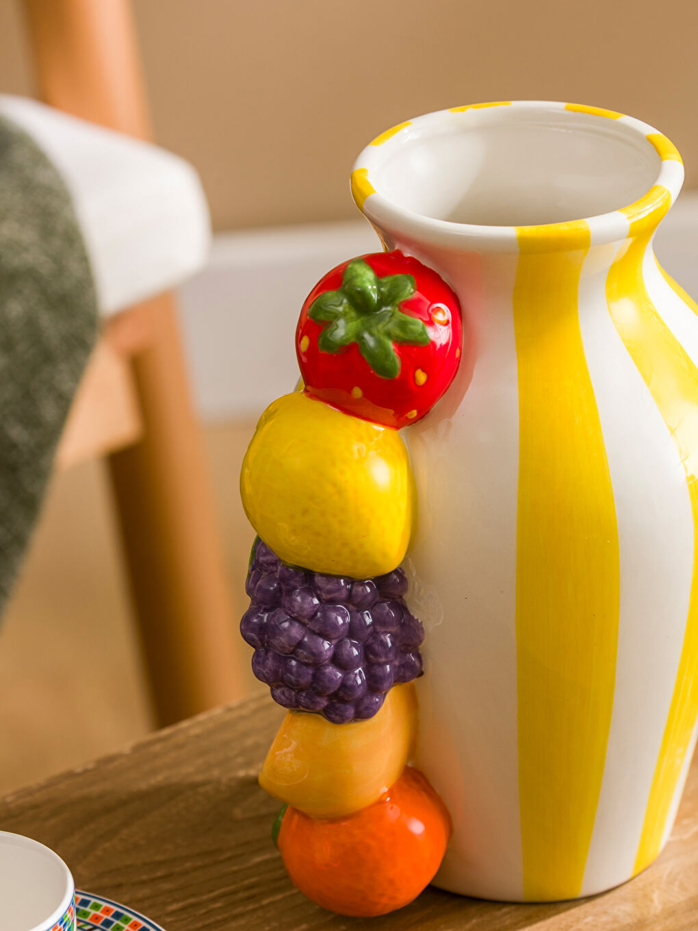 Karışık Meyve Desenli Seramik Vazo 21 cm-2