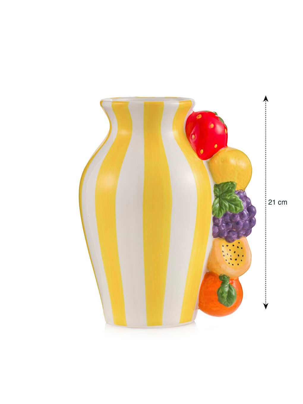 Karışık Meyve Desenli Seramik Vazo 21 cm-3
