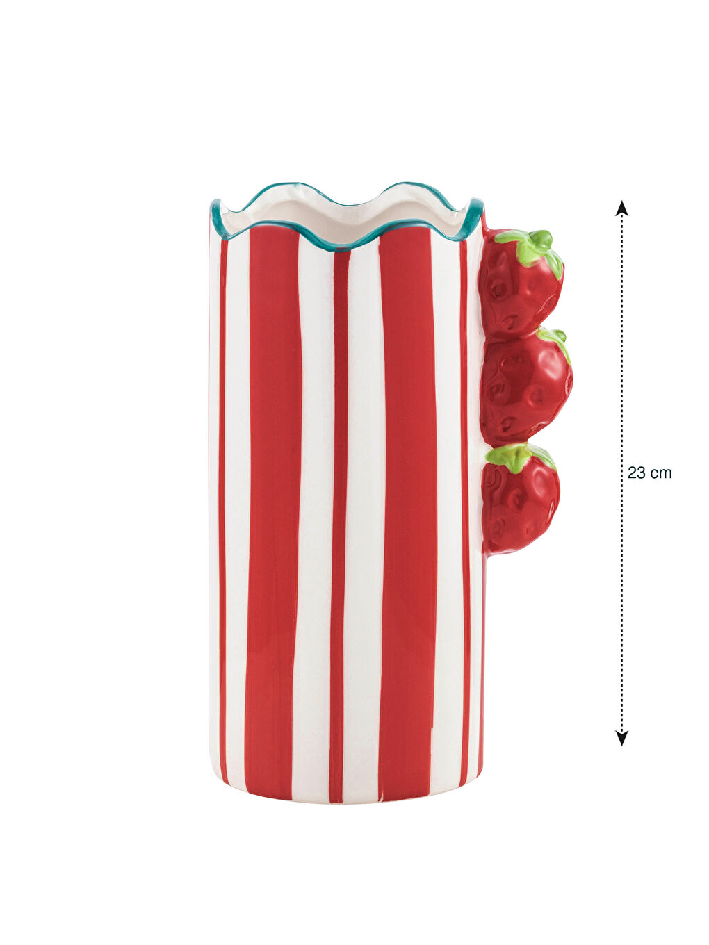 Karışık Çilek Desenli Seramik Vazo 23 cm-3