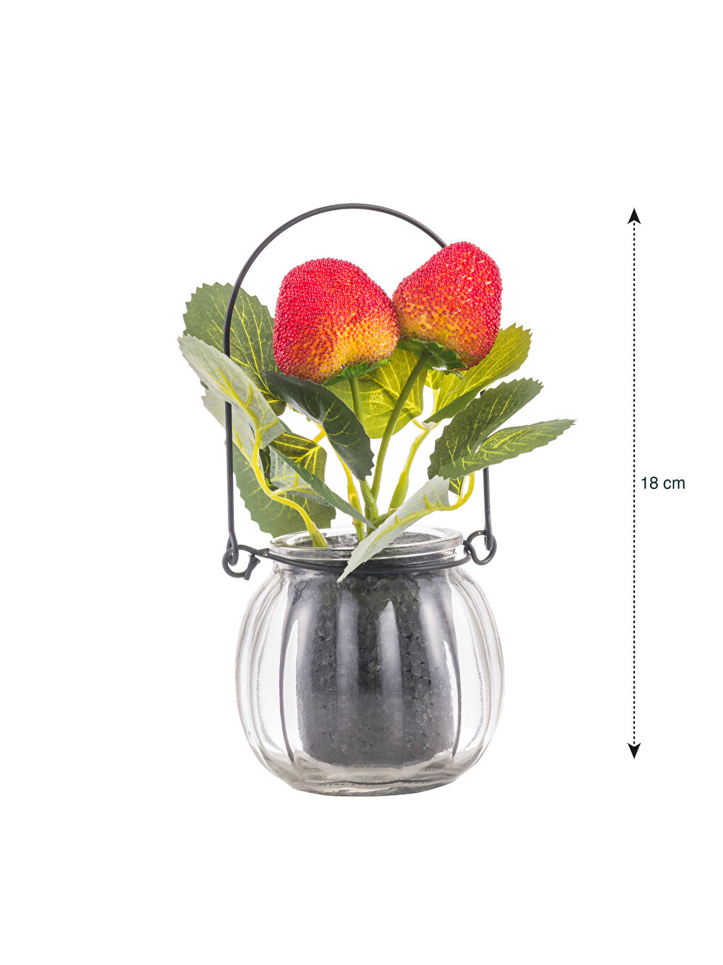 Декоративный искусственный цветок в стеклянном горшке 18 см-3