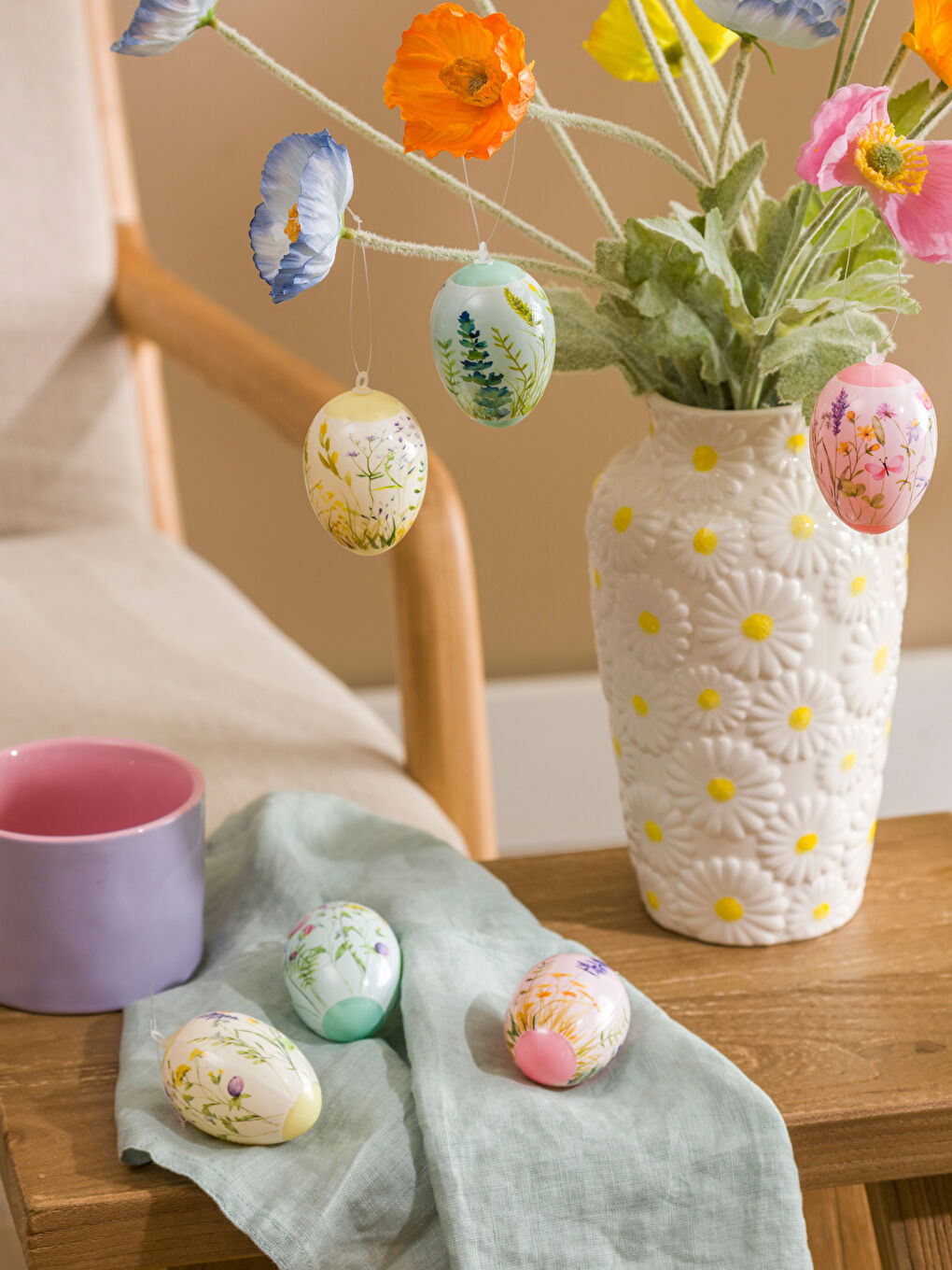 Floral Patterned Decorative Ornament Set of 6