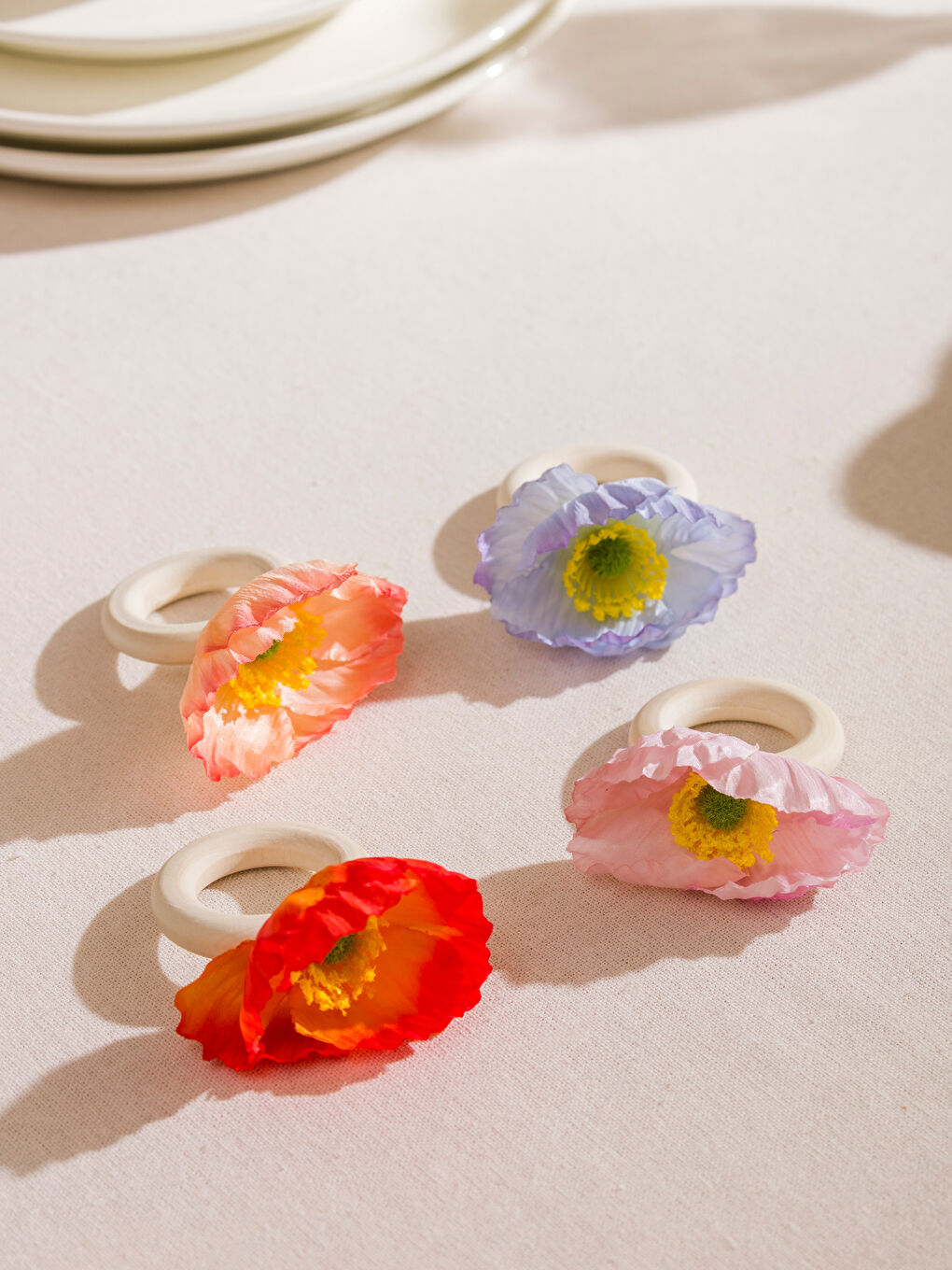 Karışık Çiçek Figürlü Peçete Halkası 4'lü-1