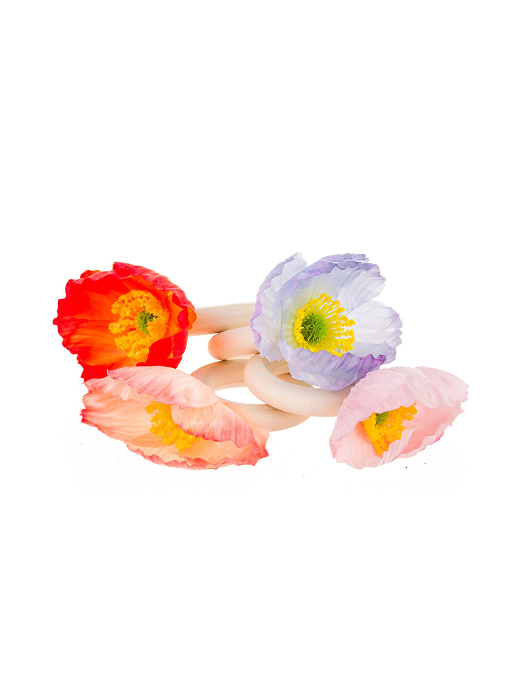 Karışık Çiçek Figürlü Peçete Halkası 4'lü-3