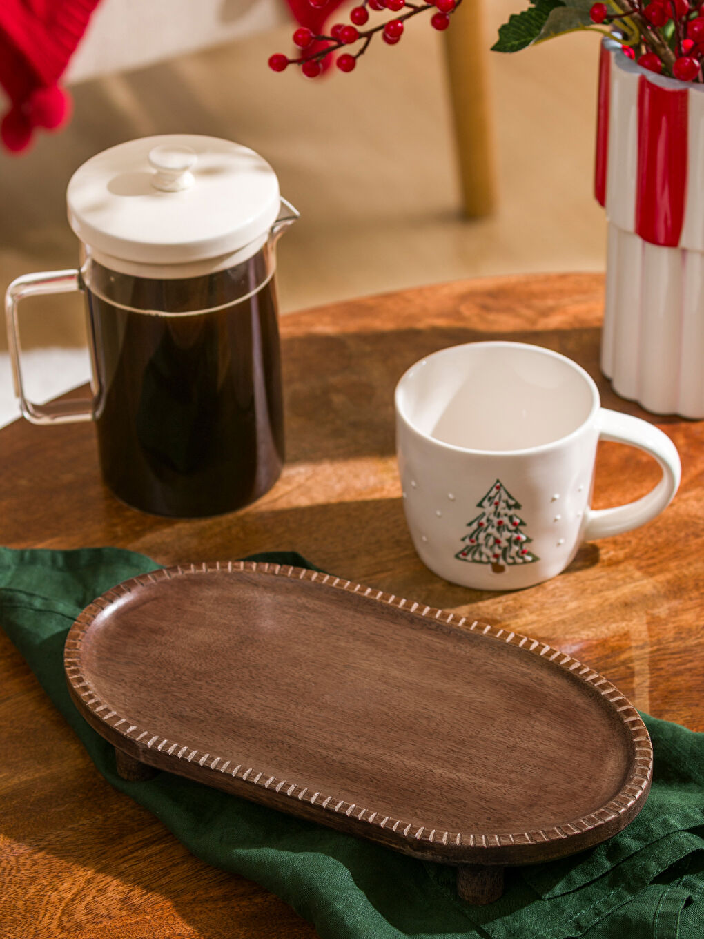 Kahverengi Ahşap Ayaklı Sunumluk 29 cm-1