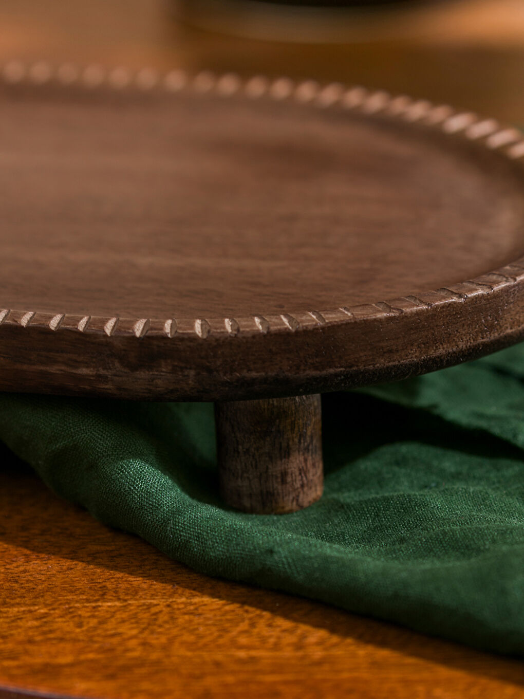 Kahverengi Ahşap Ayaklı Sunumluk 29 cm-2