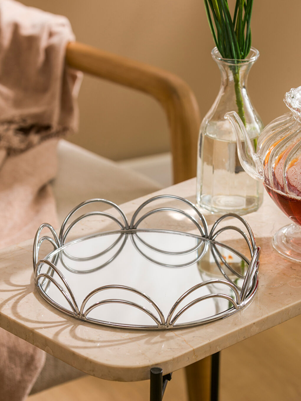 Ogledalo metalna tacna, 20 cm.-1