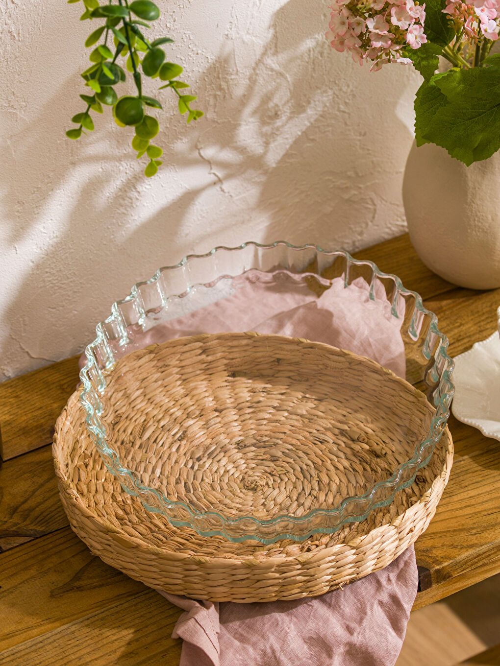 Renksiz hasır Altlıklı Cam Fırın Kabı ve Tepsisi-1