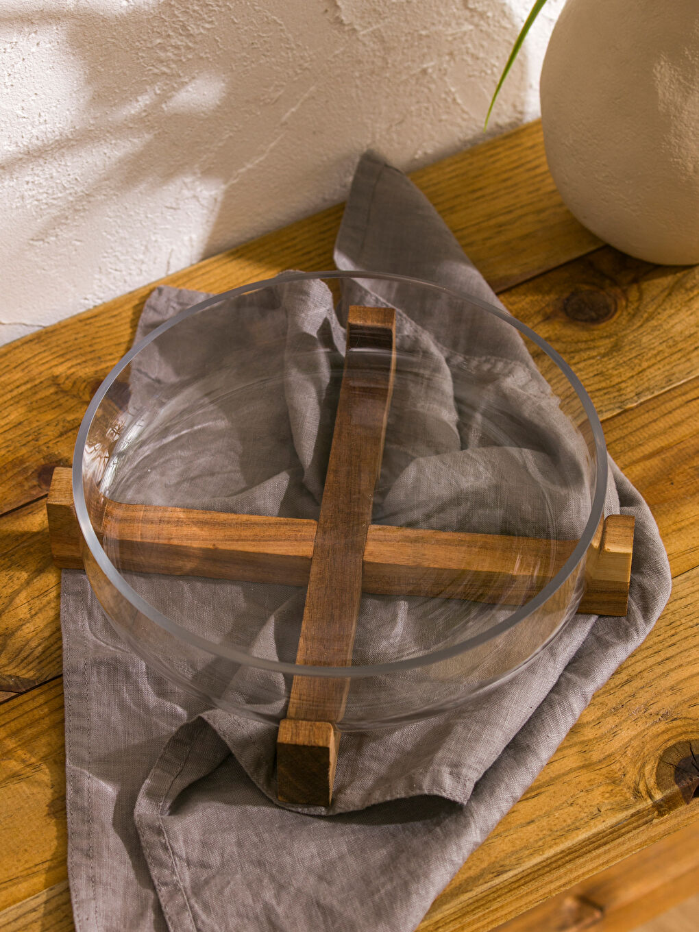 Renksiz Dekoratif Ahşap Ayaklı Sunumluk 21 Cm-1