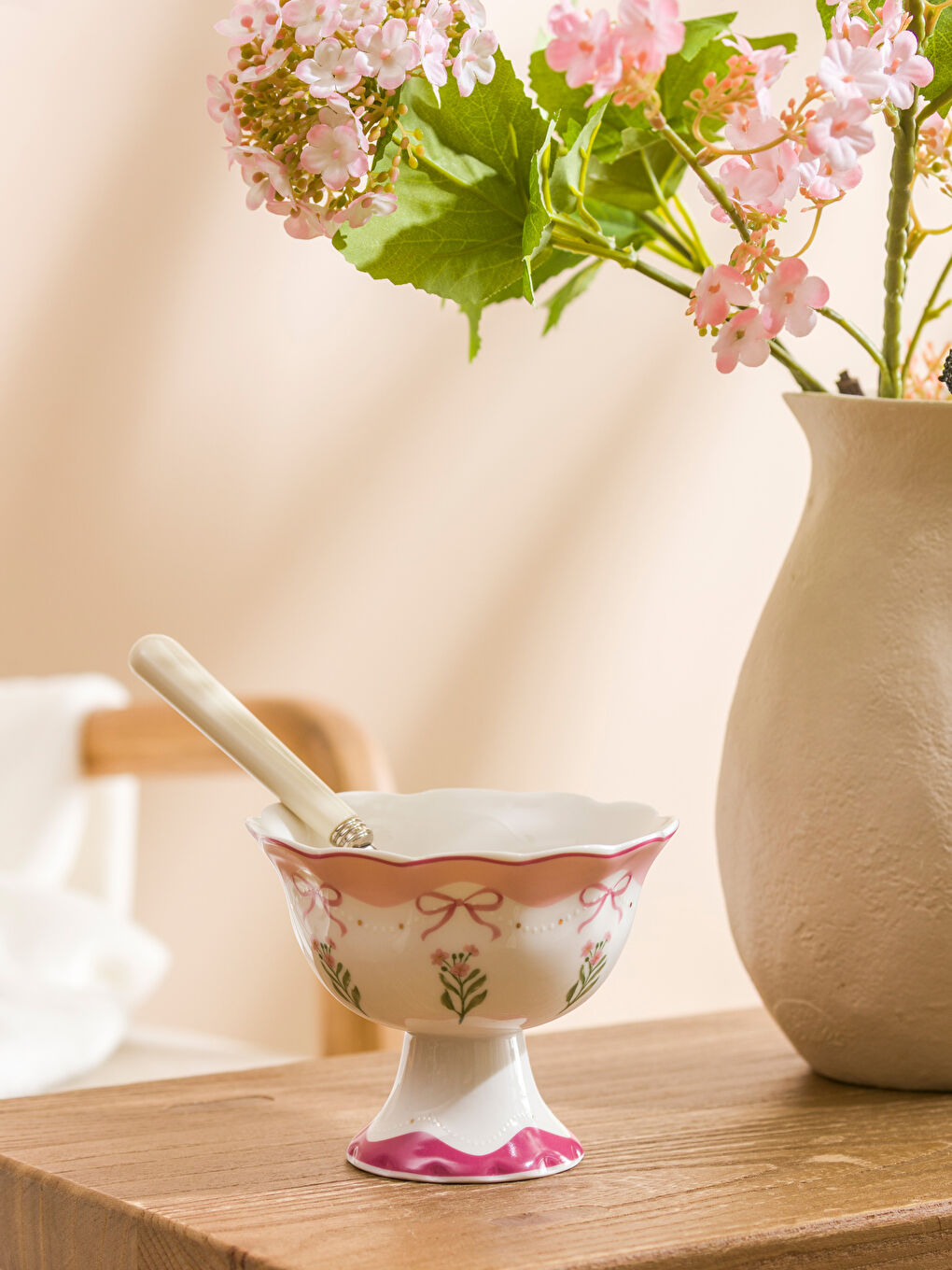 Karışık Fiyonk Baskılı Porselen Kase 11 cm