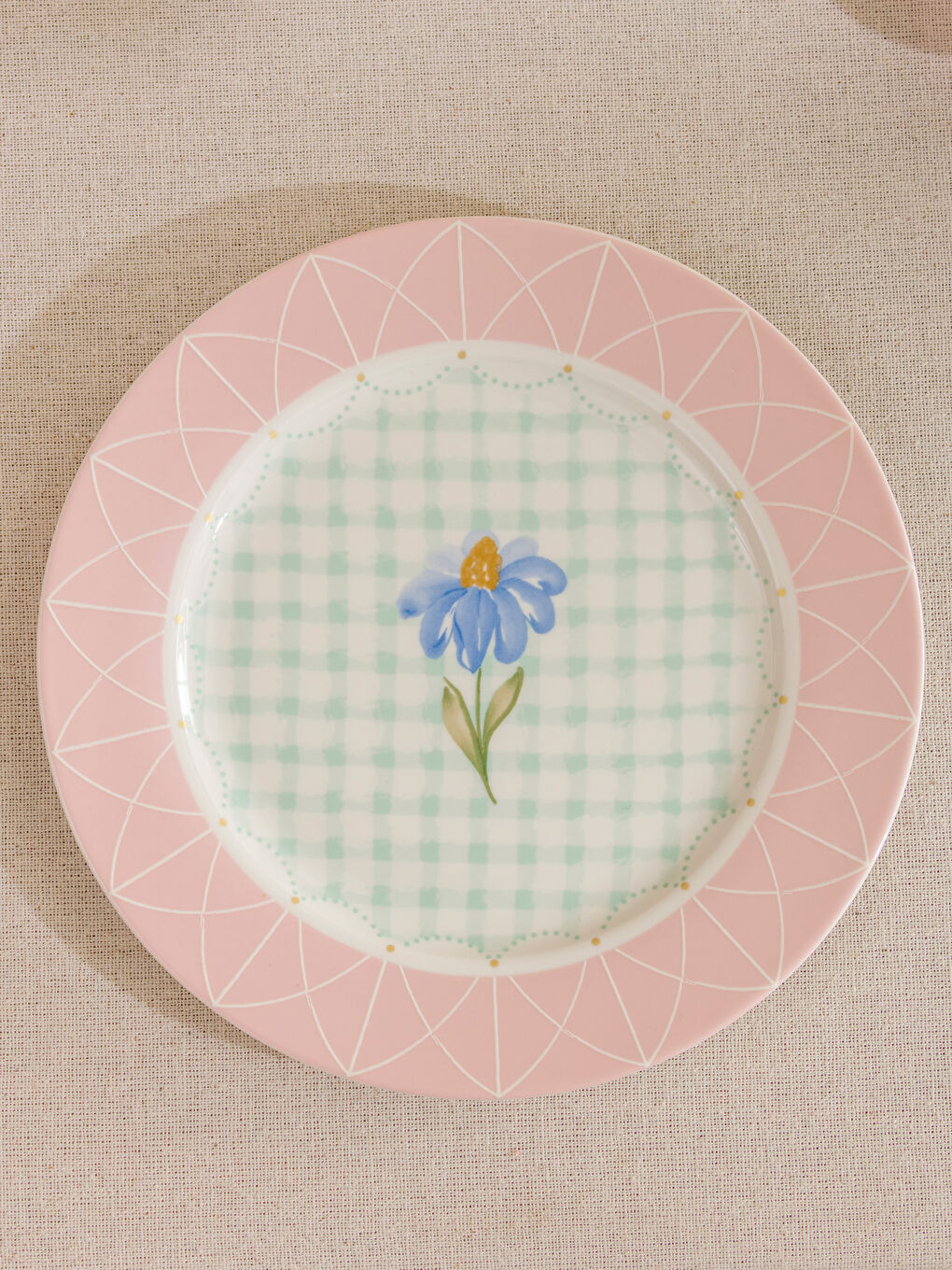 Karışık Çiçek Baskılı Porselen Pasta Tabağı 2'li-1