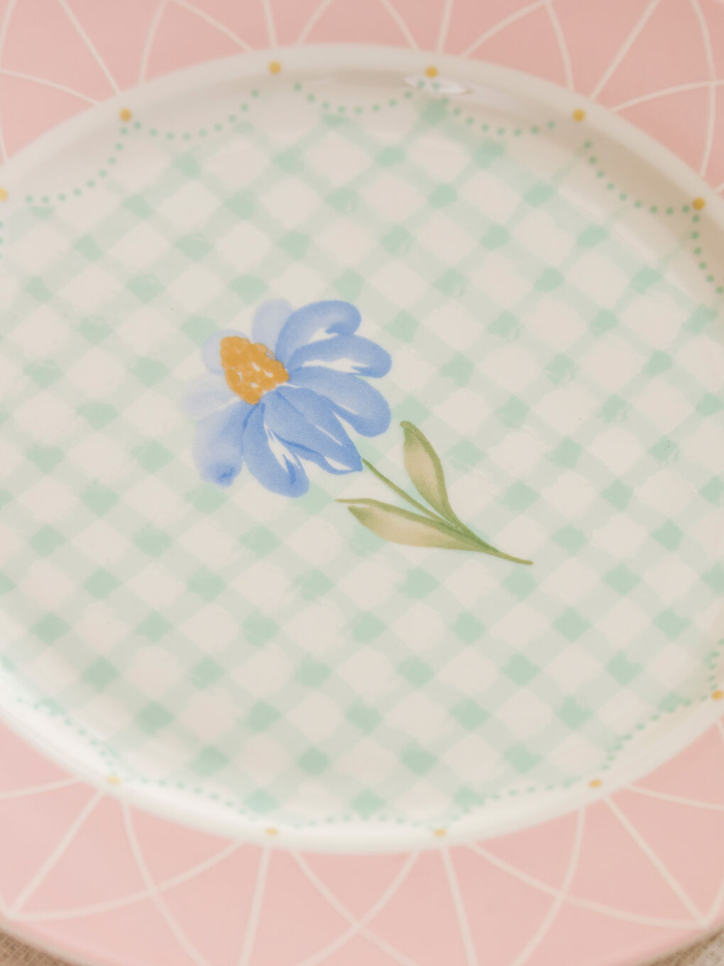 Karışık Çiçek Baskılı Porselen Pasta Tabağı 2'li-2