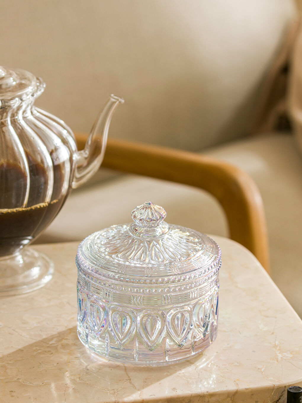 Стеклянная сахарница, 9 см