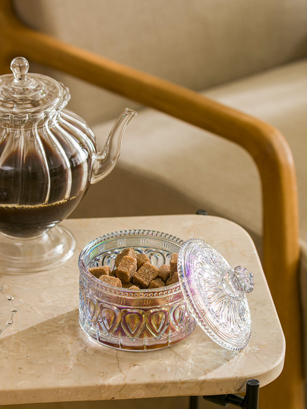 Стеклянная сахарница, 9 см-1