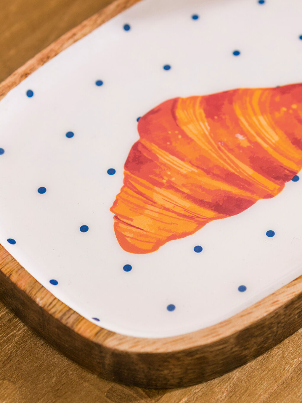 Karışık Kruvasan Baskılı Ahşap Kenarlı Kase 13 cm-2