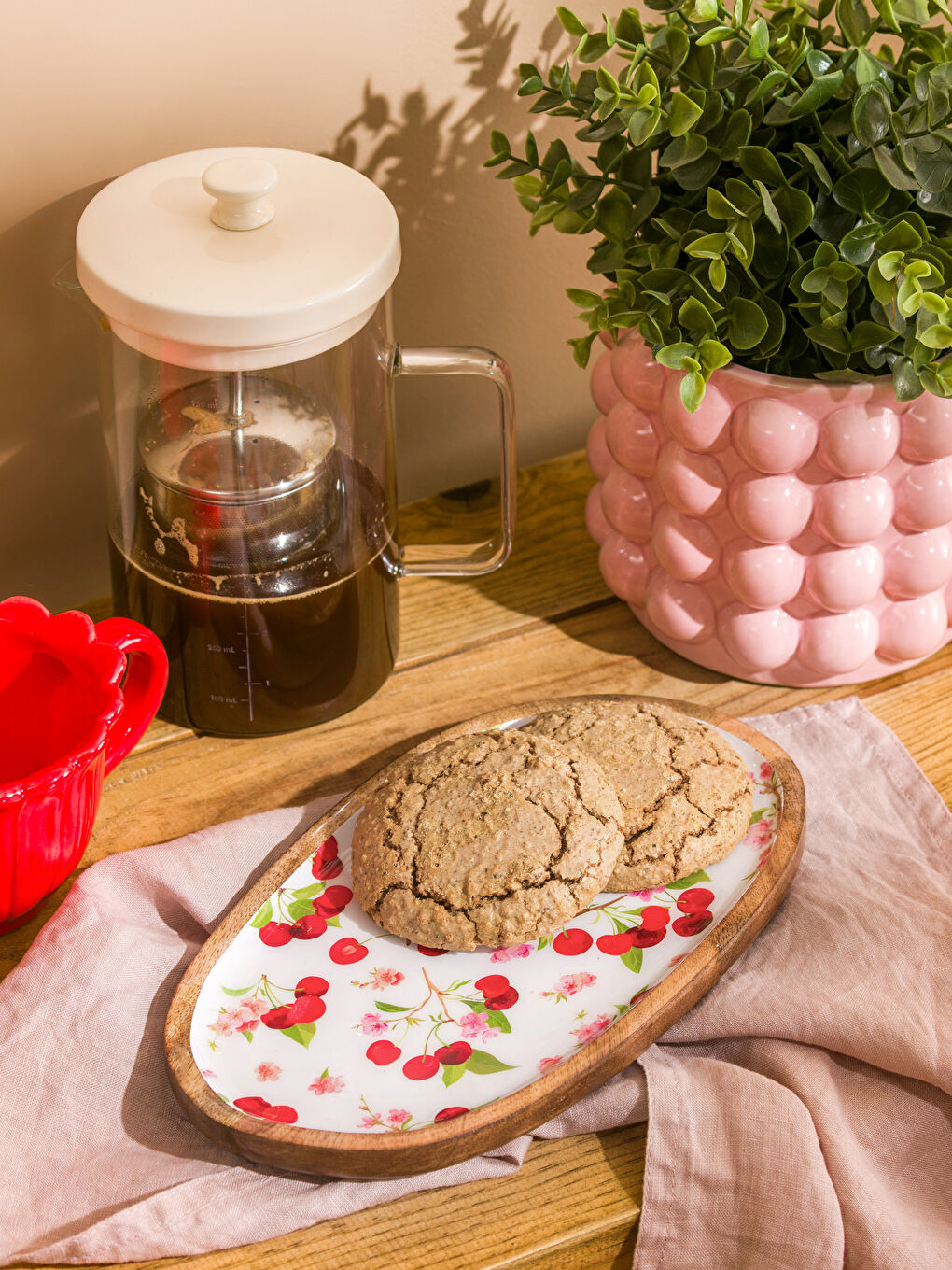 Karışık Kiraz Baskılı Ahşap Sunum Tabağı 25 cm-1