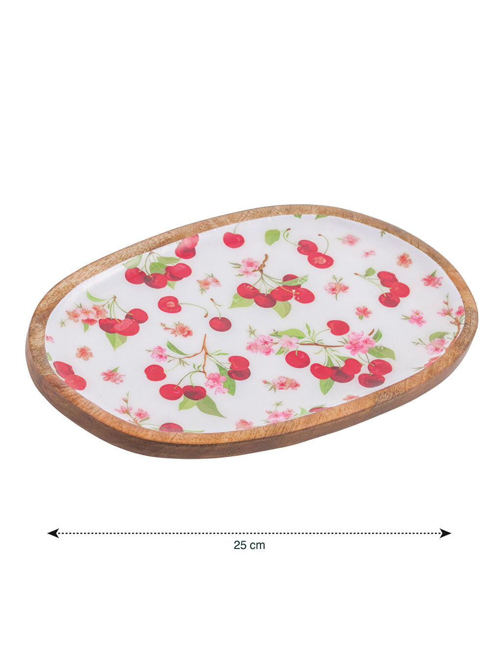 Karışık Kiraz Baskılı Ahşap Sunum Tabağı 25 cm-3