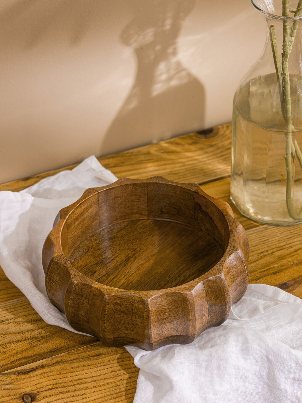 Karışık Oyma Detaylı Ahşap Kase 20 cm-1