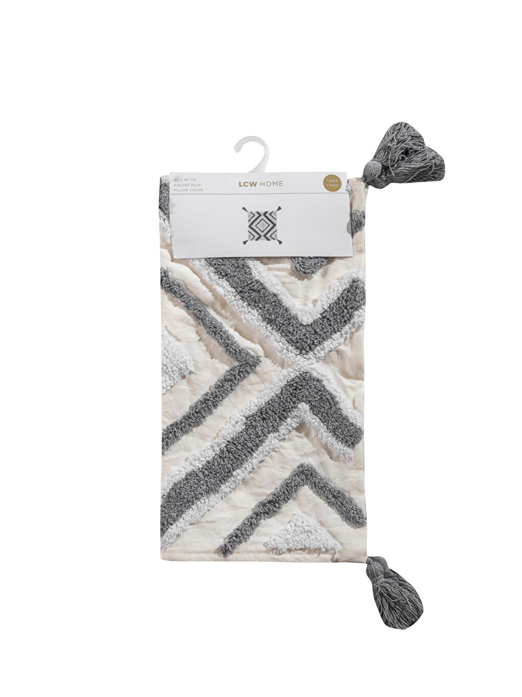 Bej Püsküllü Kırlent Kılıfı 45x45 cm-4