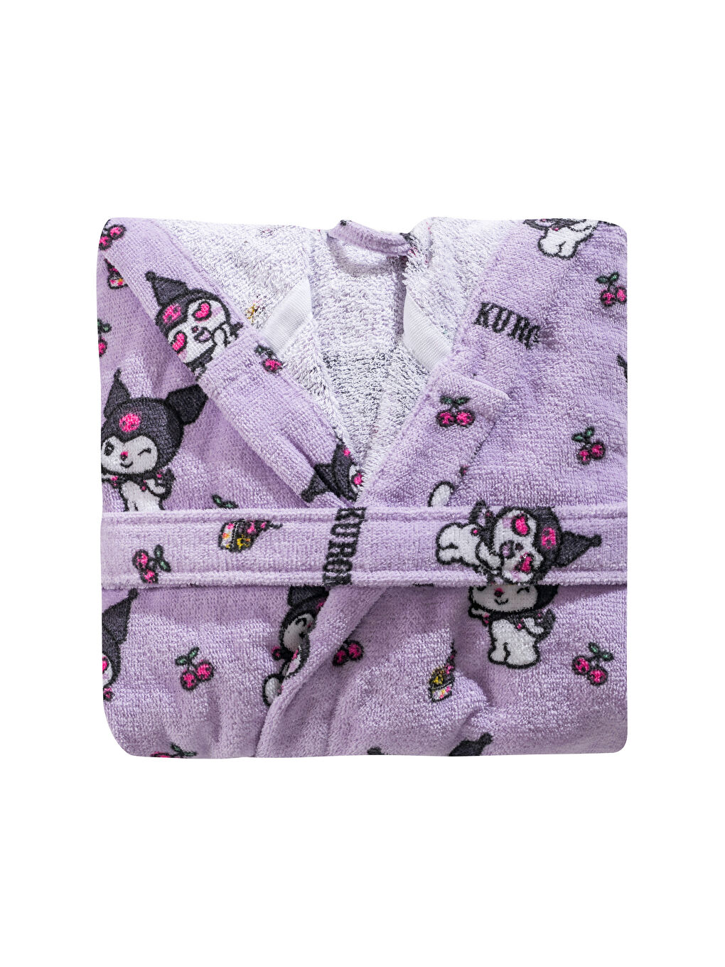 Mor Kuromi Baskılı Kız Çocuk Bornoz-4