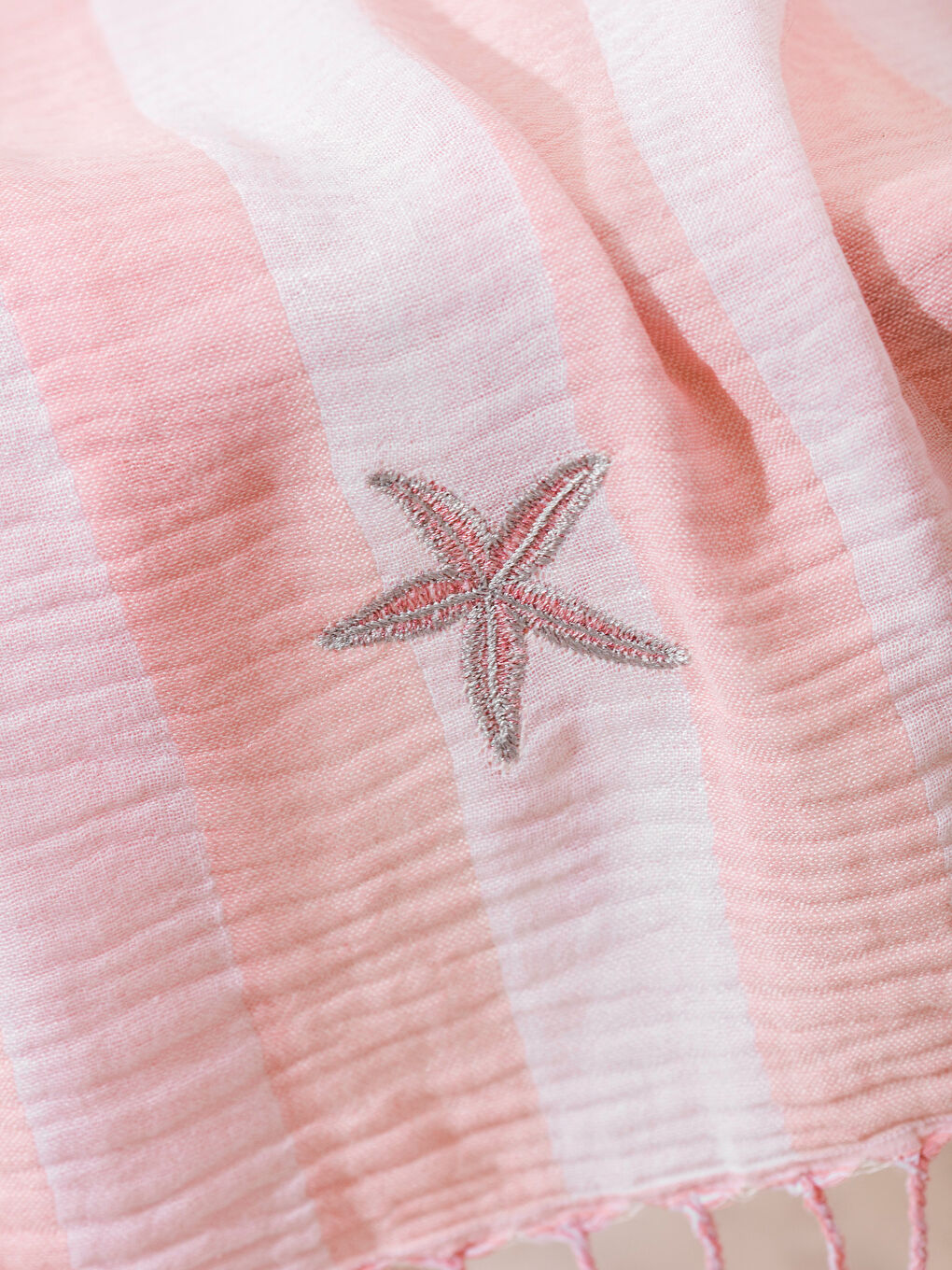 Pembe Nakışlı Kadın Peştemal Plaj Havlusu 70x150 cm-1