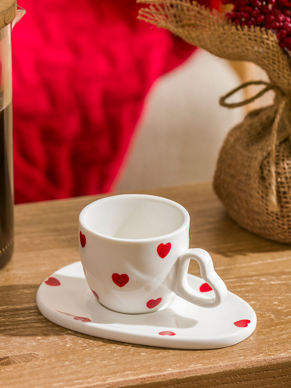 Karışık Kalp Baskılı Porselen Kahve Fincan Takımı 90 Ml-1