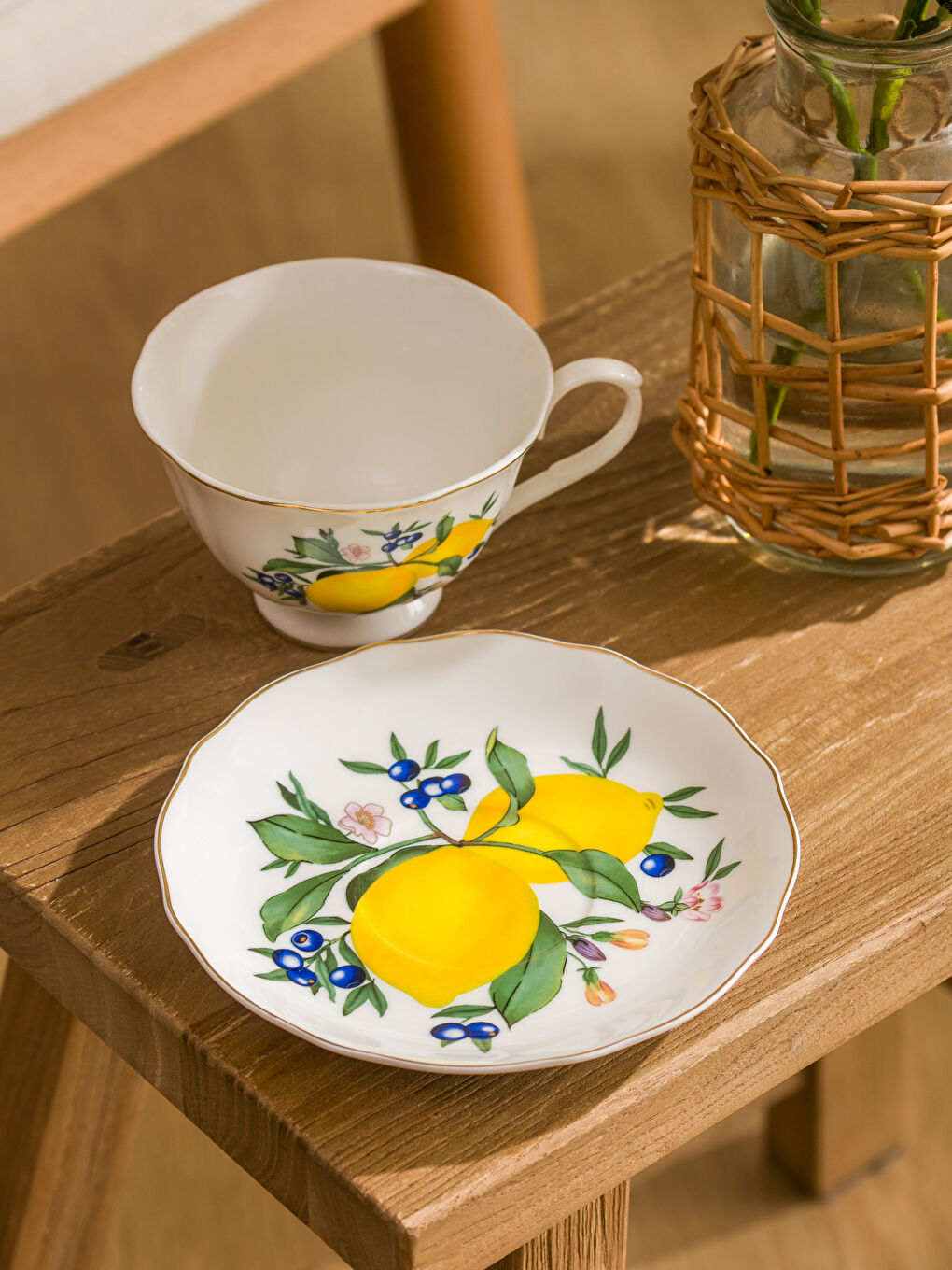 Karışık Limon Baskılı Tek Kişilik Kahve Fincanı 220 ml-1