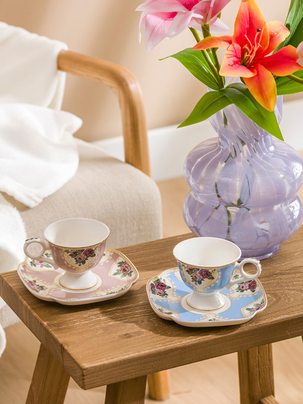 Karışık Baskılı  Porselen Kahve Fincan Takımı 100 Ml