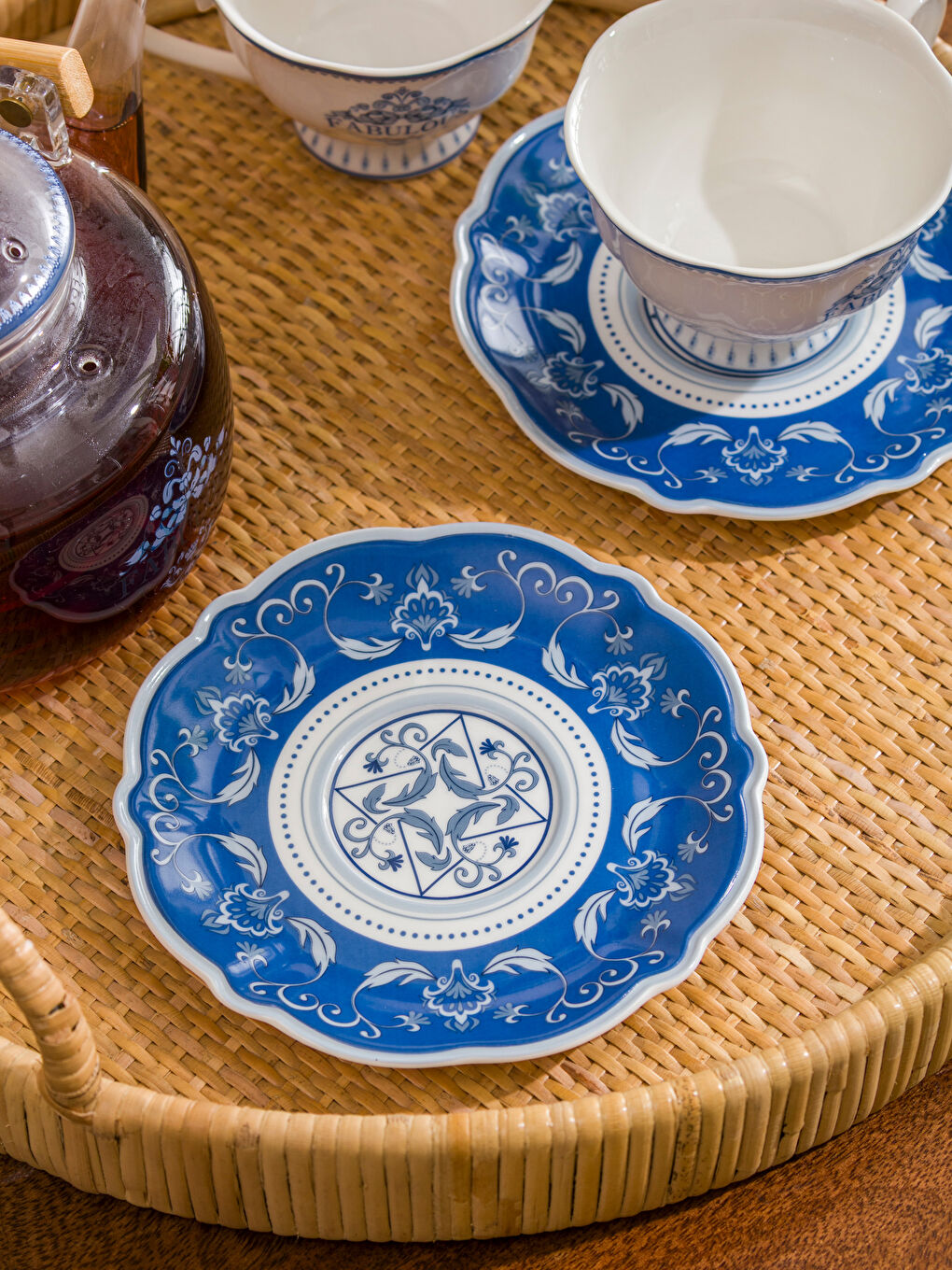 Baskılı 2 Kişilik Porselen Kahve Fincan Takımı 220 ml-1